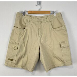 VINTAGE Columbia Cargo Shorts Mens 38 x 10"‎ Khaki Canvas Baggy Classic Pockets